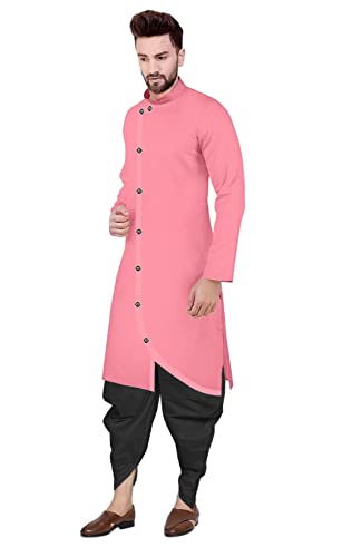 Image of Trustous Mens Cross Kurta Dhoti Set In Cotton