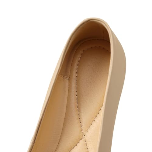 Women's Genuine Leather Soft Closed Square Toe Handmade Comfortable Ballet Flats3