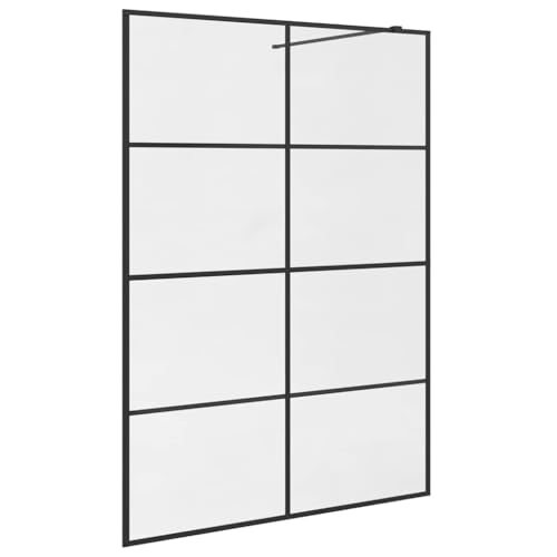 vidaXL Mampara de Ducha Accesible Puerta Cabina Cuarto de Baño Pared Cerramiento Cubículo Partición Seguridad Vidrio ESG Claro Negro 140x195 cm