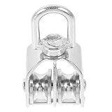 Healvian Edelstahl Doppel Seilrolle 360° Drehbar Hochleistungsrolle für Heben und Ziehen Schiff Hebezeug Zubehör