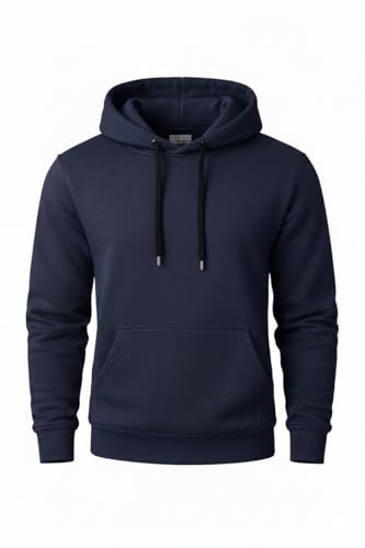 RUBAB Men’s Pullover Hoodie Hooded Sweatshirt Fleece Hoodie Jumper Warm Winter Casual Gym Sportswear Streetwear Loungewear Top S–2XL (M, Navy Blue)