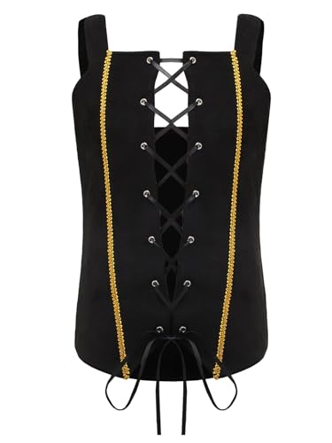 Choomomo Girls Sleeveless Lace-Up Pirate Vest Kids Medieval Vintage Victorian Gothic Dressy Waistcoat