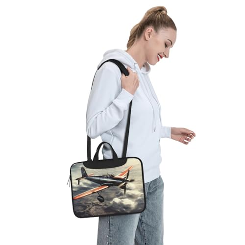 Bolso portátil con diseño avión retro negro 14 pulgadas miniatura 3
