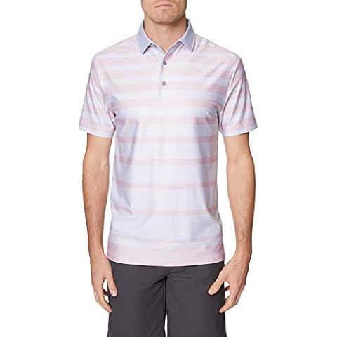 Hickey Freeman Men's Printed Stripe Polo, Pink, Small Cover
