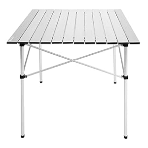 YSSOA Aluminum Folding Table for Camping, Camp Table for Picnic, Beach Table for Sand Foldable, Lightweight, Carry Bag Included
