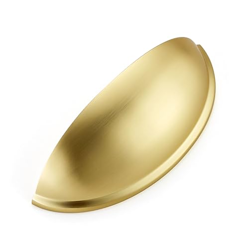 Image of Ravinte Brushed Gold Drawer Pulls Cabinet Cup Pulls 3 Inch 10 Pack | Kitchen Hardware, Cup Pull Shape, Cabinet Handles, Drawer Handles, Smooth Drawer Grip,For Dressers, Cupboards