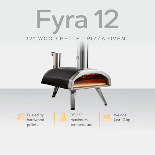 Ooni Fyra 12 Wood Pellet Pizza Oven - Portable Outdoor Pizza Oven, Woodfired & Stonebaked Pizza Maker, Countertop Pizza Oven Grill, Cook 12 Inch Pizzas and More, Pizza Cooker For Outdoor Kitchen