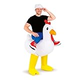 AirSuit® Disfraz Hinchable de Pollo | Traje Peculiar | Tamaño Adulto 160 a 190cm | Poliéster Cómodo | Resistente | Sistema de inflación Incluido | OriginalCup®