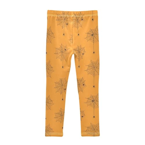 Spider Web Orange Girls Leggings Soft Stretch Workout Yoga Dance Pants for Kids Casual Tights2