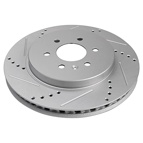 Image of TRQ Performance Rear Brake Pad and Rotor Set Ceramic G Coated Drilled | For 2004-2009 Cadillac SRX