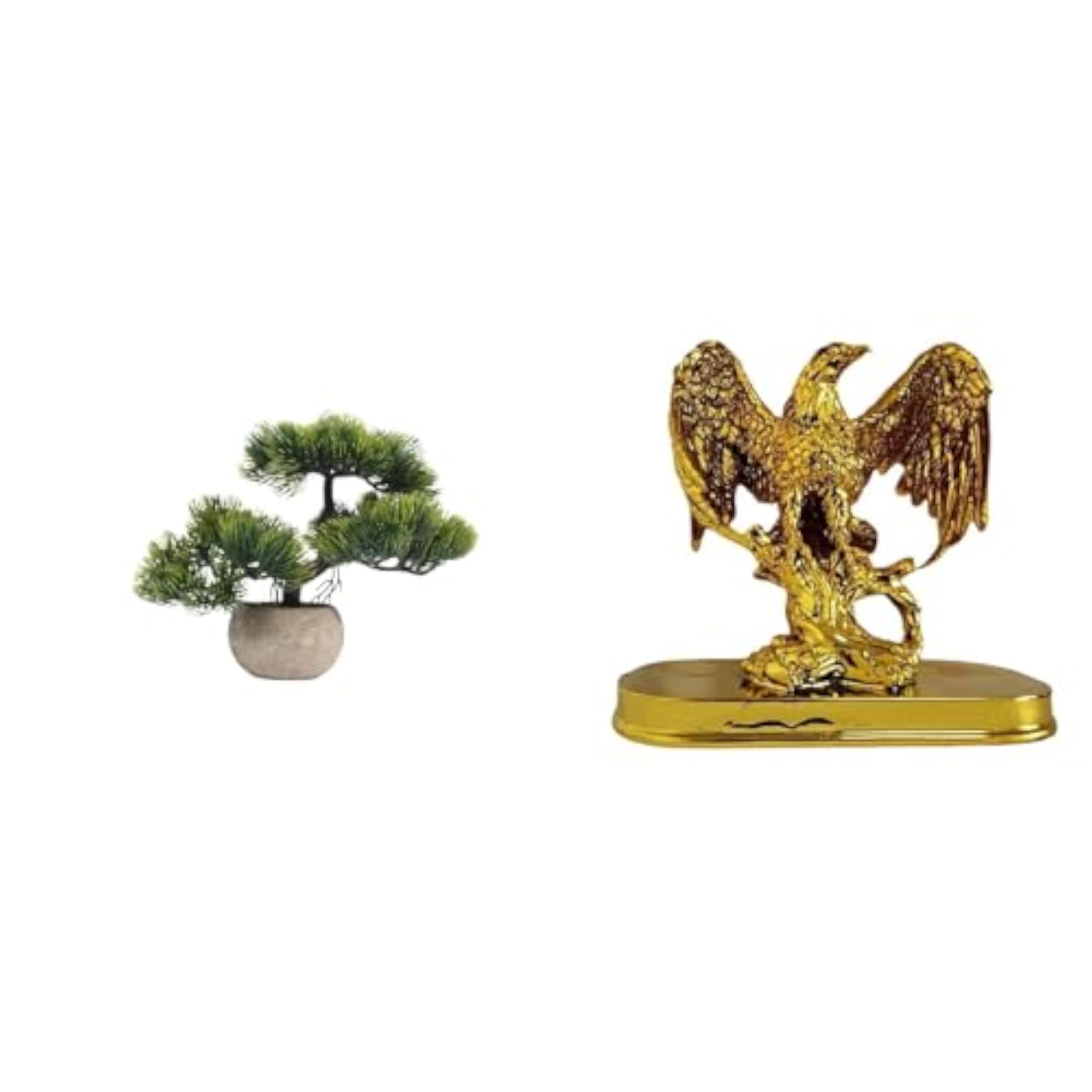 Artificial Bonsai Tree with Animal Sculpture Decor