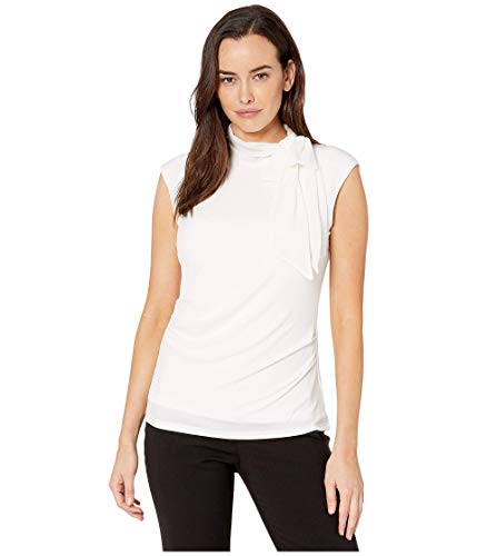 Calvin Klein Sleeveless Top with Chiffon Tie Soft White SM (US 4-6)