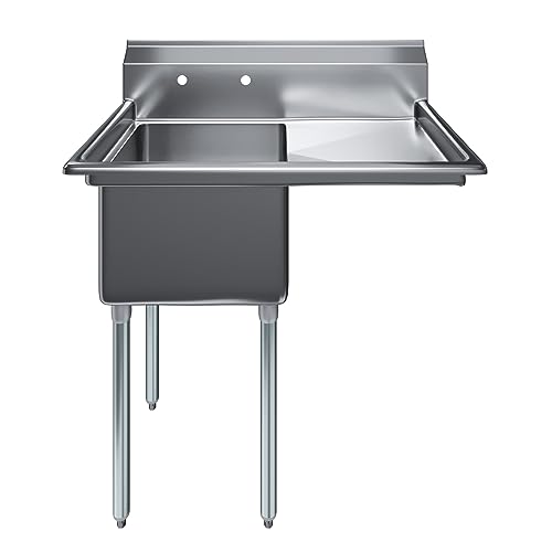 Image of 39 in. x 23.5 in. Stainless Steel One Compartment Sink with 18 in. x 18 in. Bowl and 18 in. Right Drainboard. NSF