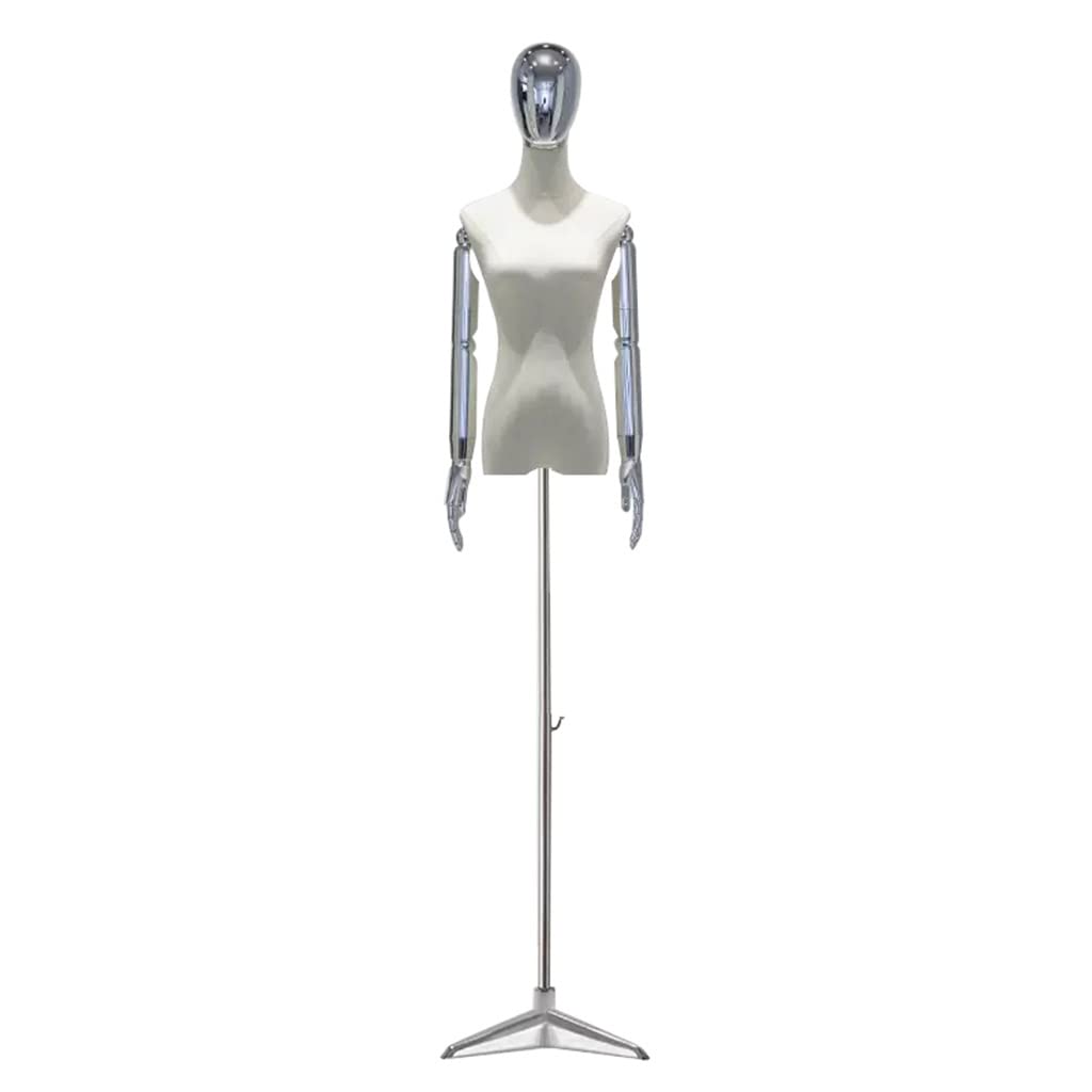 ITOSUI Adjustable Medium Female Dress Form Mannequin with Tripod, Detachable Arms & Head for Fashion, Jewelry Display & Sewing - Stylish Electroplated Finish