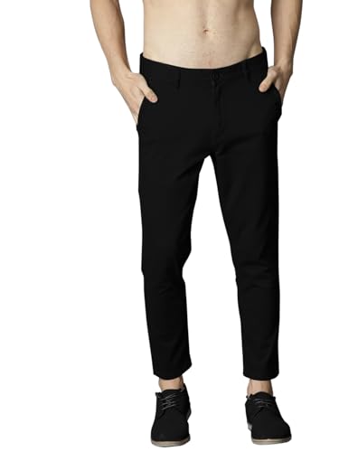 Image of Men's Slim Fit Cotton Blend Trousers - Stretchable Casual & Office Wear
