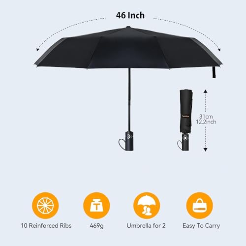 Image of G4Free UPF 50+ UV Protection Large Travel Umbrella 46 Inch Auto Open Close Windproof Sun Blocking Umbrella
