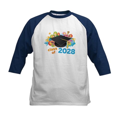 CafePress Law Grad Class of 2028 Baseball Jersey Kids Cotton Baseball Jersey, 3/4 Raglan Sleeve Shirt Navy/White