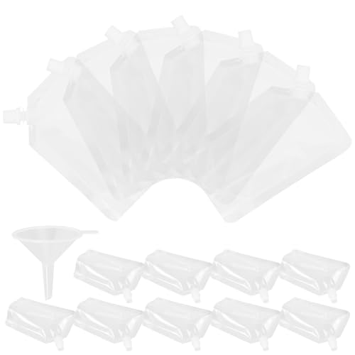 Cabilock 液体用食品グレードプラスチック製ジュースパウチ 斜口プ 漏斗 持ち運び便利 自立可能漏れ防止飲料保存袋 旅行やアウトドア用