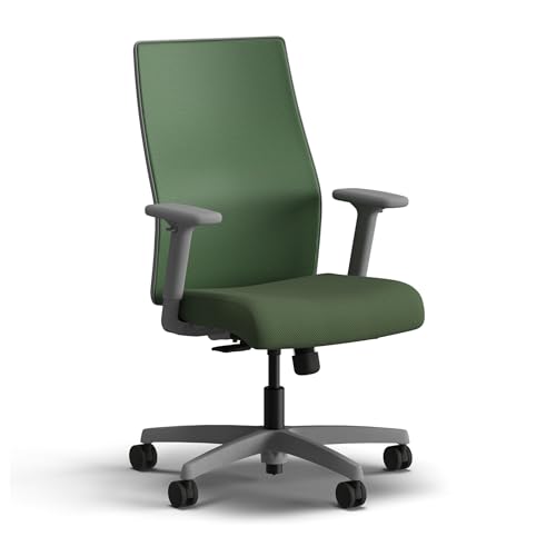 Image of HON Ignition 2.0 Mid Back Task Chair, Spectrum Mesh, Standard Synchro-Tilt Control, Office Chair with Lumbar Support, Height and Width Adjustable Arms, Titanium Frame, Leaf