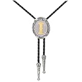 AZORA Initial Bolo Tie Western Cowboy Letter I Bolo Tie Native American Vintage Bola Necktie with Buckle Clasp for Women Leather Necktie