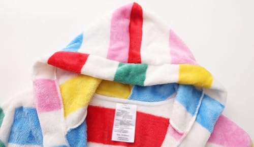 Image of Kids Hooded Bathrobe Girls Soft Plush Hooded Flannel Pajamas Sleepwear Boys Spa Robe