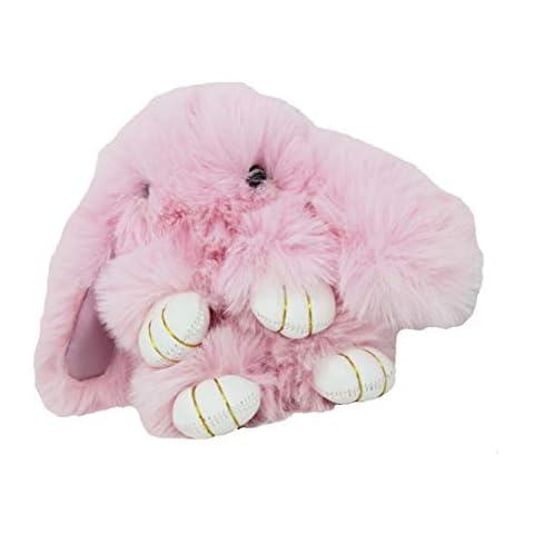 Hotstylezone Keyring Soft Faux Fluffy Bunny Rabbit Fur Handbag Pendant Charm PomPom Keychain (Baby pink, Small size) Cover