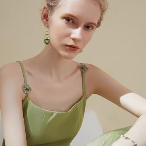 Handmade Bohemian Tribal Retro Copper Crystal Teardrop Dangle Drop Earrings National Style Geometry Colorful Enamel Flower Hook Earrings for Women4