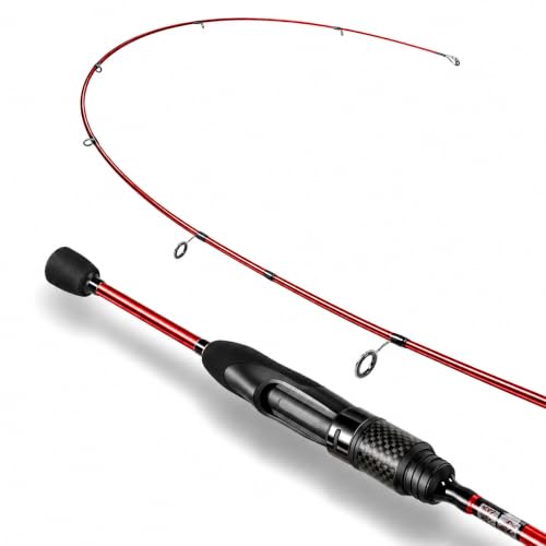 Eupheng Aerospin Ultralight Spinning Rod,6’0” 6’6”,Ultra Light Fishing Rod Fast Action 2 Piece, Sensitive Carbon Fiber Rod for Trout Crappie Panfish, Stream River Lake(6’6”)
