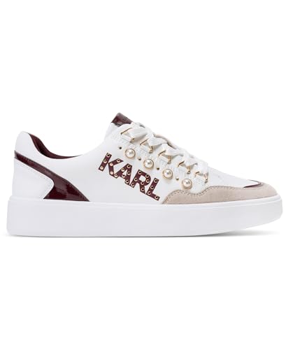 KARL LAGERFELD Women's Stazie Lace-up Sneaker with Pearl Embellishments2