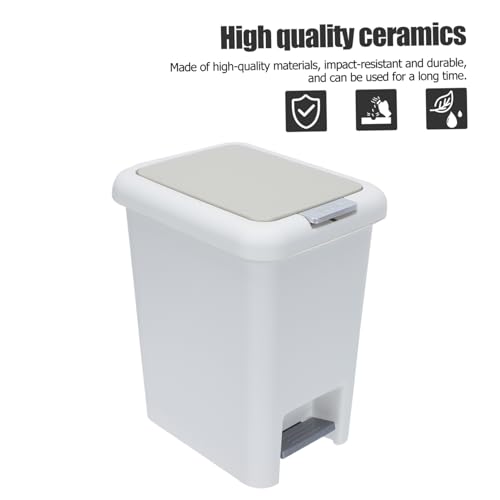 Caneca de basura de plástico con pedal color blanco miniatura 5