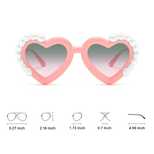 Ridering Toddle Girl Peal Heart Sunglasses,UV 400 Protection for Toddler Party Beach Shades Age 2-83