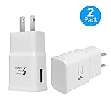 Fast Charger Adaptive Fast Charging Block Wall Charger Adapter for Samsung Galaxy S6 S7 S8 S9 S10 / Note9 / Note8,Edge/Plus/Active iPhone and More (2 Pack) - White