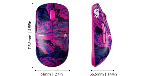 Image of Pulsar Gaming Gears X2 Crazylight Wireless Gaming Mouse, Ultra Lightweight 1.27 oz (36g), Optical Switch, 32000 DPI, 750 IPS, XS-1 Sensor, 8k Compatible (Mini, Purple, Paper Rex Edition)
