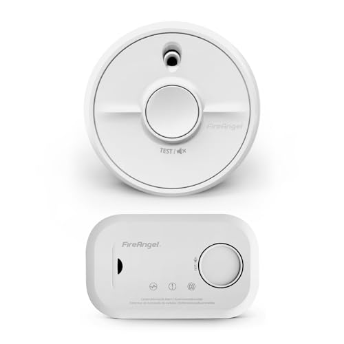 FireAngel Smoke & Carbon Monoxide Alarm SB1-R Battery Smoke Alarm for Home & FA6813 Portable Carbon Monoxide Detector Caravan CO & Fire Monitor Set