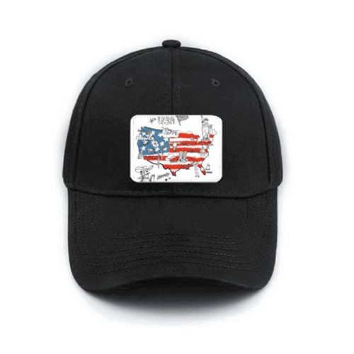 Casquette de baseball noire réglable avec motif brodé Word Illustration en coton respirant