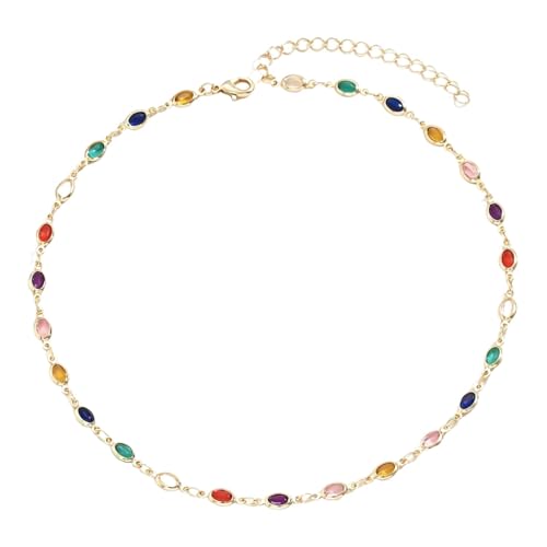 Collier pierres ovales colorées et bijoux dorés ajustables femme