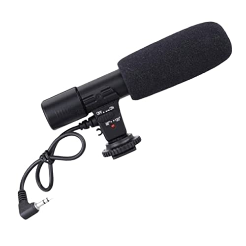 CLISPEED Micrófono De Entrevista para Cámara DSLR y Videocámara Profesional, Ligero y Compacto, Compatible Grabación De Audio En Vlogs, Entrevistas y Producción Audiovisual, Color Negro