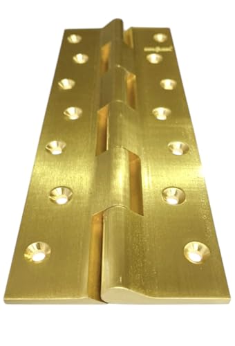 Image of BRASK Brass Railway Hinges 8 inch x 1.1 /4 inch x 5 /32 (200 mm x 32 mm x 4 mm) Heavy Duty Brass Door Hinges (Golden Satin, 1)