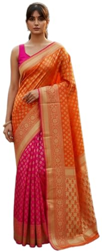 Image of Glory Sarees Women's Woven Pure Soft Kanjivaram Silk Saree Banarasi Style With Blouse Piece for Wedding