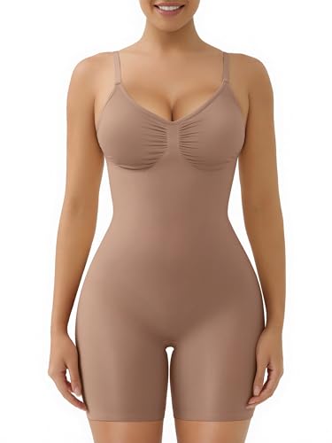 SHAPERX Shapewear for Women Tummy Control Bodysuit with Removable Pads Butt Lifter Body Shaper Shorts
