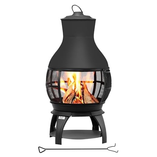 BALI OUTDOORS Fire Pit Wood Burning Chiminea Outside Fireplace Patio Small Firepit, Size 17.7" W x 35.6" H, Brown-Black