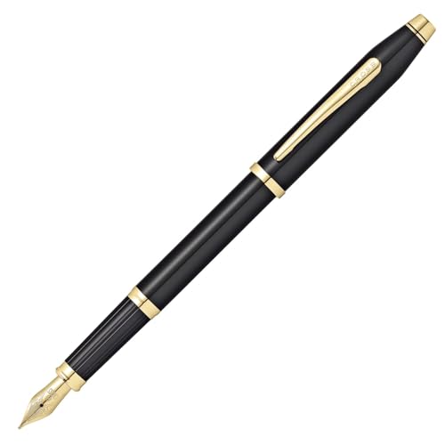 Image of Cross Century II Black Lacquer /23Kt Gold Plate Fountain Pen with Fine Nib (419-1FF)