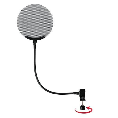 Gator Frameworks Vocal Recording Metal Screen Pop Filter with 12.4-Inch Gooseneck, Great for...