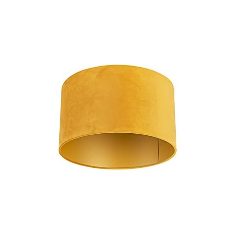 Pantalla Qazqa de terciopelo ocre/oro para lámparas Cover