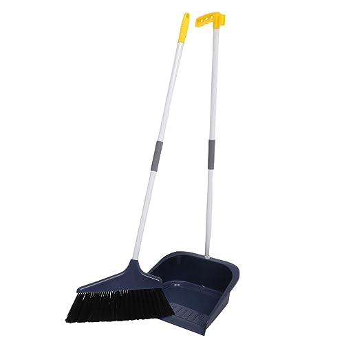 BESTYASH 1 Set Outdoor Broom and Dustpan Set Soft Bristle Broom with Long Handle for Easy Floor Cleaning for Home Use Tile and Surfaces