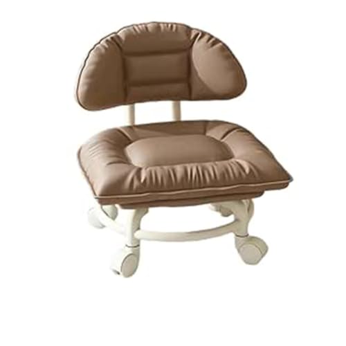 Rolling Low Stool with Backrest, Padded Seat & Silent Casters | 360° Rotating Rollin, PU Material, Relieves Fatigue, High-Elasticity Sponge for Cleaning, Organizing, Gardening Use (G)