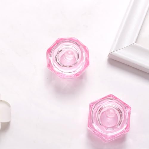 Ipetboom 2pcs vasos de vidrio hexagonales para arte de uñas miniatura 4