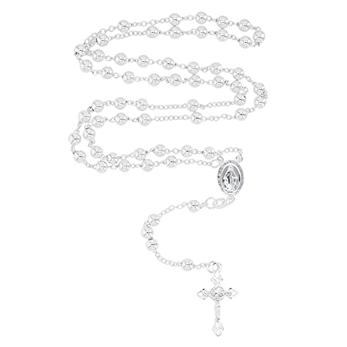 El mejor review de Rosario oro italiano los diez mejores. 29 DECADENCE - Collar de plata de ley 925 maciza de 3 mm a 5 mm con abalorio de rosario italiano de Virgen María | Fabricado en Italia | Collar de plata de ley 925 en Y para mujeres...