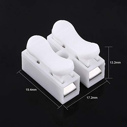 Miniatura 2 de 100 conectores de alambre de resorte, 10A 220 V 2 Pin Push Quick Wire Cable Conector Terminal de cableado blanco