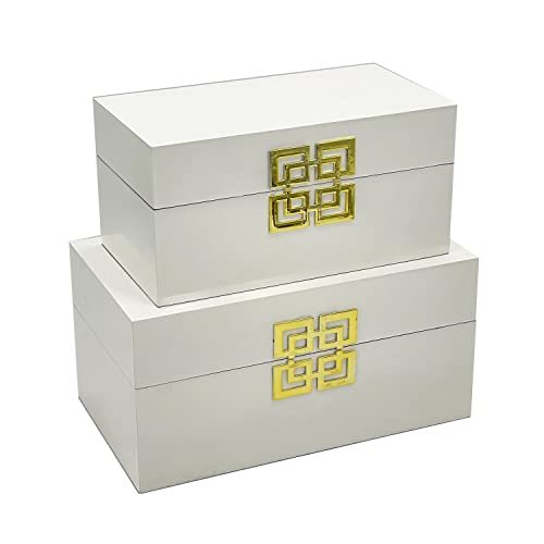 Galt International Large & Small Decorative Storage Box W/Hinged Lid - Classic Design Wood Decor Boxes With Geometric Opening Clasp thumb #1